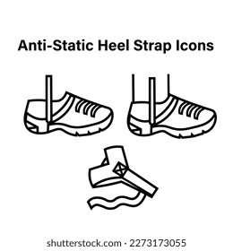 Anti-Static Heel Straps Icon Set for Electronics Handling