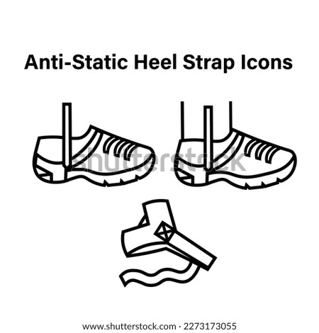 Anti-Static Heel Straps Icon Set for Electronics Handling