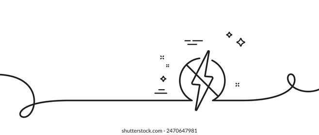 Antistatic line icon. Continuous one line with curl. Lightning bolt sign. Static energy symbol. Antistatic single outline ribbon. Loop curve pattern. Vector