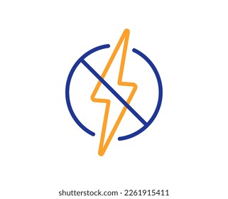 Icono de línea antiestática. Signo de rayo. Símbolo estático de energía. Concepto colorido del contorno de línea delgada. Icono antiestático de estilo lineal. Trazo editable. Vector