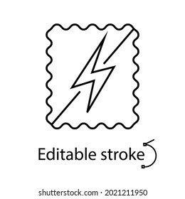 Antistatic Material Outline Icon. Static Electricity Protection. Fabric Feature. Material Quality. Customizable Linear Contour Symbol. Editable Stroke. Isolated Vector Stock Illustration