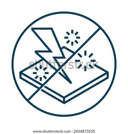 Anti-static properties of agent to protect electronic equipment, surfaces and textiles from static electricity. Flat icon in bold lines