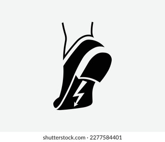 Antistatic Shoes Electrical Electricity Shock Resistant Black White Silhouette Symbol Icon Sign Graphic Clipart Artwork Illustration Pictogram Vector