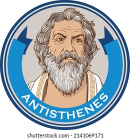 Antisthenes line art portrait. Ancient greek philosopher.
