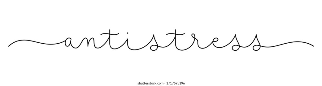 ANTI-STRESS black vector monoline calligraphy banner with swashes