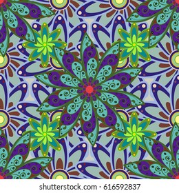 Anti-stress coloring for adult. Zentangle style. Background. Lace seamless pattern. Mandala flower coloring book for adults Vector illustration.