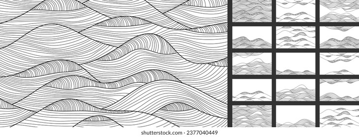 Antistress coloring book. Abstract linear background pattern. Ornament black line on white. Drawing for relaxation. Vector illustration.