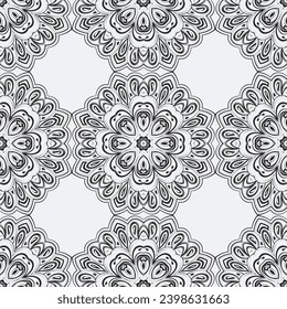 Anti-stress coloring book page for adult with snowflakes. Winter background pattern. Seamless pattern.