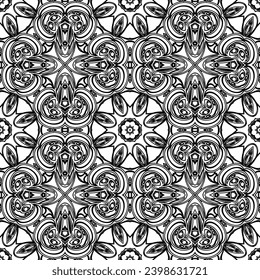 Anti-stress coloring book page for adult with snowflakes. Winter background pattern. Seamless pattern.