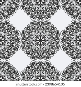 Anti-stress coloring book page for adult with snowflakes. Winter background pattern. Seamless pattern.