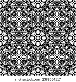 Anti-stress coloring book page for adult with snowflakes. Winter background pattern. Seamless pattern.