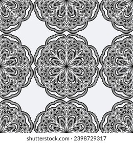 Anti-stress coloring book page for adult with snowflakes. Winter background pattern. Seamless pattern.