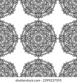 Anti-stress coloring book page for adult with snowflakes. Winter background pattern. Seamless pattern.