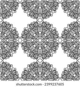 Anti-stress coloring book page for adult with snowflakes. Winter background pattern. Seamless pattern.