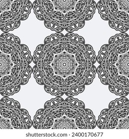 Anti-stress coloring book page for adult with snowflakes. Winter background pattern. Seamless pattern.