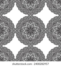 Anti-stress coloring book page for adult with snowflakes. Winter background pattern. Seamless pattern.