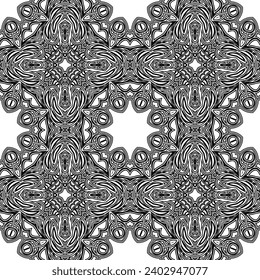 Anti-stress coloring book page for adult with snowflakes. Winter background pattern. Seamless pattern.