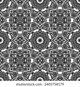 Anti-stress coloring book page for adult with snowflakes. Winter background pattern. Seamless pattern.