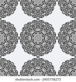 Anti-stress coloring book page for adult with snowflakes. Winter background pattern. Seamless pattern.