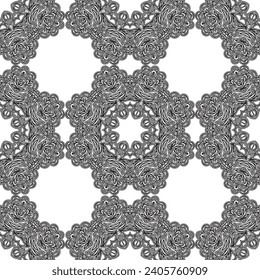 Anti-stress coloring book page for adult with snowflakes. Winter background pattern. Seamless pattern.