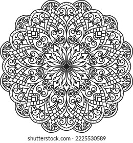 Anti-stress coloring book page for adults.Doodle pattern with ethnic mandala ornament.