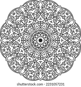 Anti-stress coloring book page for adults.Doodle pattern with ethnic mandala ornament.