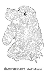Antistress coloring book portrait of a dog English Cocker spaniel