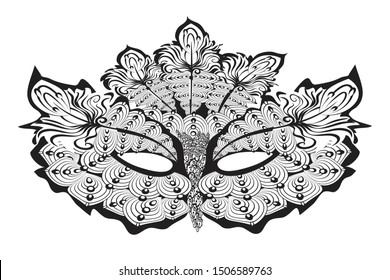 Anti-stress coloring for children and adults. zen art. Carnival festive mask - a fantastic, fairytale bird. Create your vibrant festival look.
Print, cut and colorize. Vector graphics. Isolated image.