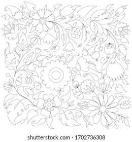 antistress coloring page with floral pattern