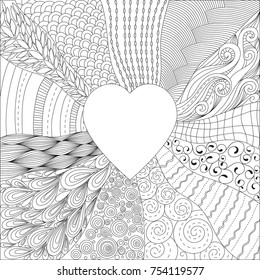 anti-stress coloring page with a heart