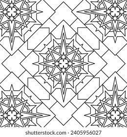 Anti-stress Coloring pages for adult. Stars or snowflake pattern . Vector illustration