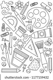 Anti-stress doodle  coloring book page  painting stuff. For adults and children