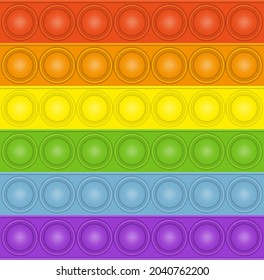 Antistress fidget sensory pop it vector background texture. Bubble rainbow colorful toy.