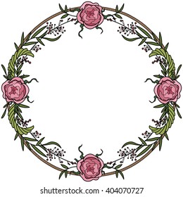 antistress floral frame coloring in color