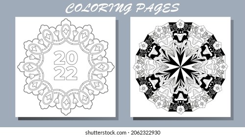 Antistress freehand sketch drawing with doodle and zentangle elements. Holiday christmas stickers. Cute Christmas background for wallpaper, gift paper, pattern fills, textile, greetings cards.