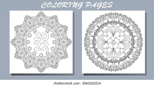 Antistress freehand sketch drawing with doodle and zentangle elements. Holiday christmas stickers. Cute Christmas background for wallpaper, gift paper, pattern fills, textile, greetings cards.