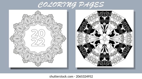 Antistress freehand sketch drawing with doodle and zentangle elements. Holiday christmas stickers. Cute Christmas background for wallpaper, gift paper, pattern fills, textile, greetings cards.