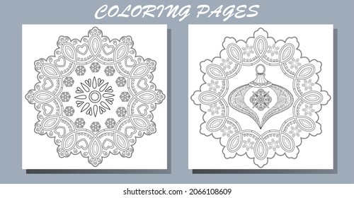 Antistress freehand sketch drawing with doodle and zentangle elements. Holiday christmas stickers. Cute Christmas background for wallpaper, gift paper, pattern fills, textile, greetings cards.