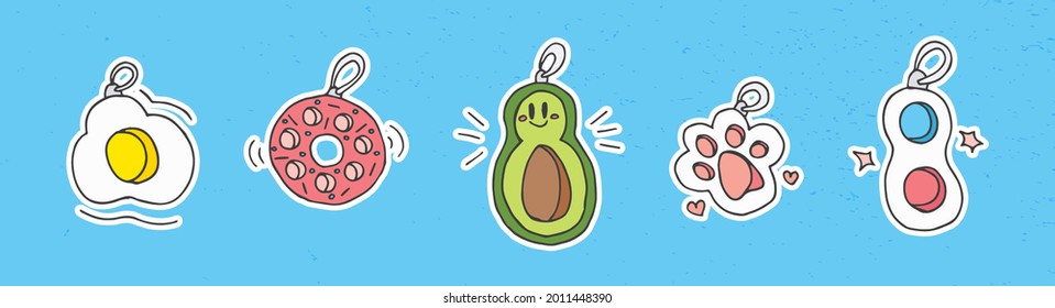 Anti-stress game for kids. Pop it. Popit. Simple Dimple. Vector Illustration. Doodle set. Hand drawn.