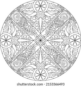 Antistress Indian doodle repeated mandala  line art vector illustration