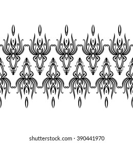 Anti-stress pictures. Patterns with a free hand. Vinyl sticker,stencils and textile elements for interior design. Horizontal seamless zentangle ornament.Vector seamless illustration. 