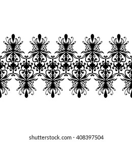 Anti-stress pictures. Patterns with a free hand. Vinyl sticker,stencils and textile elements for interior design. Horizontal seamless zentangle ornament.Vector seamless illustration. 