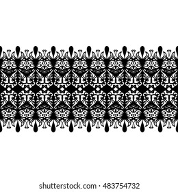 Anti-stress pictures. Patterns with a free hand. Vinyl sticker,stencils and textile elements for interior design. Horizontal seamless zentangle ornament.Vector seamless illustration. 