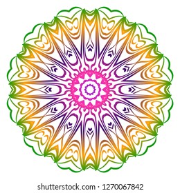 Anti-stress therapy pattern. Mandala. For design backgrounds. Vector illustration. Can be used for textile, greeting card, coloring book, phone case print. Rainbow color