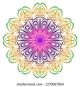 Anti-stress therapy pattern. Mandala. For design backgrounds. Vector illustration. Can be used for textile, greeting card, coloring book, phone case print. Rainbow color