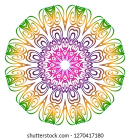 Anti-stress therapy pattern. Mandala. For design backgrounds. Vector illustration. Can be used for textile, greeting card, coloring book, phone case print. Rainbow color