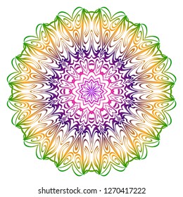 Anti-stress therapy pattern. Mandala. For design backgrounds. Vector illustration. Can be used for textile, greeting card, coloring book, phone case print. Rainbow color
