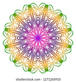 Anti-stress therapy pattern. Mandala. For design backgrounds. Vector illustration. Can be used for textile, greeting card, coloring book, phone case print. Rainbow color