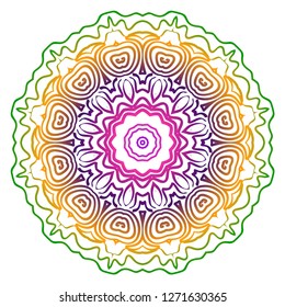 Anti-stress therapy pattern. Mandala. For design backgrounds. Vector illustration. Can be used for textile, greeting card, coloring book, phone case print. Rainbow color