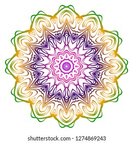 Anti-stress therapy pattern. Mandala. For design backgrounds. Vector illustration. Can be used for textile, greeting card, coloring book, phone case print. Rainbow color
